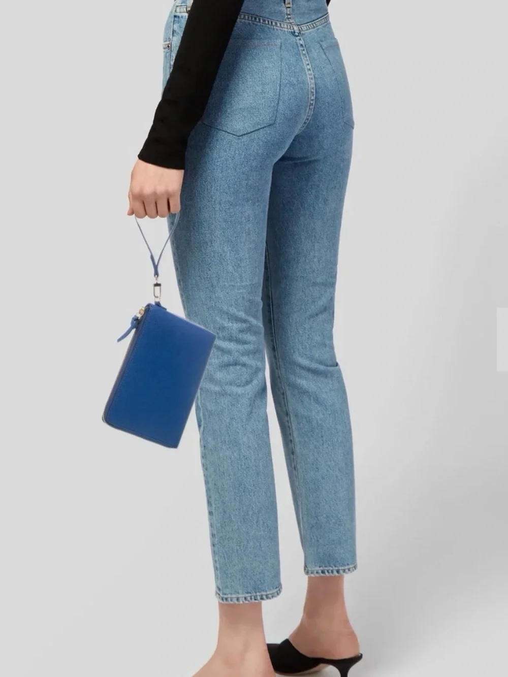Tory Burch Blue Leather Zip Clutch/Pouch with Logo